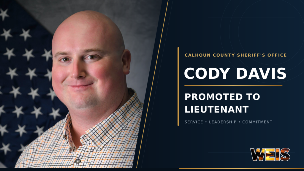 Cody Davis promoted to lieutenant at the Calhoun County Sheriff’s Office