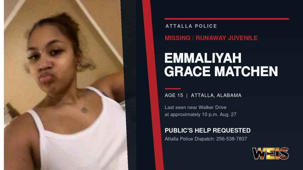Attalla police seek help locating missing 15-year-old Emmaliyah Grace Matchen.