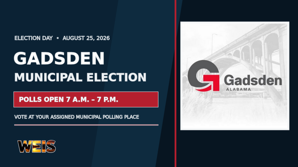 City of Gadsden’s 2026 municipal election voting guide with poll hours, candidates, and polling locations
