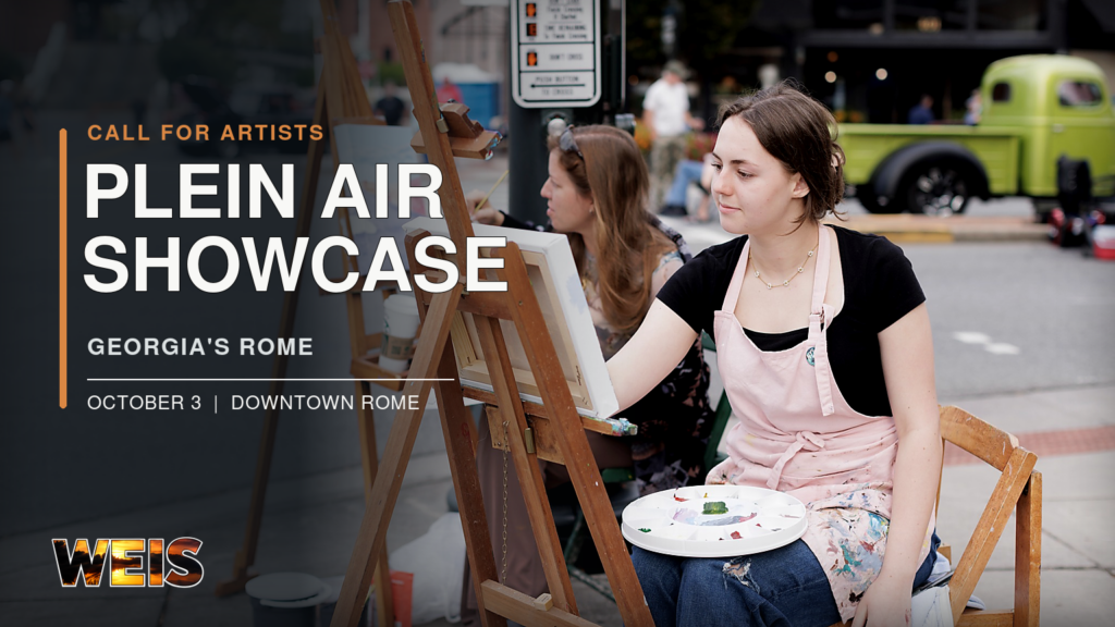 Artist painting outdoors during the Georgia’s Rome Plein Air Showcase in downtown Rome