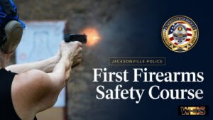 Jacksonville Police firearms safety course participant receives live-range instruction