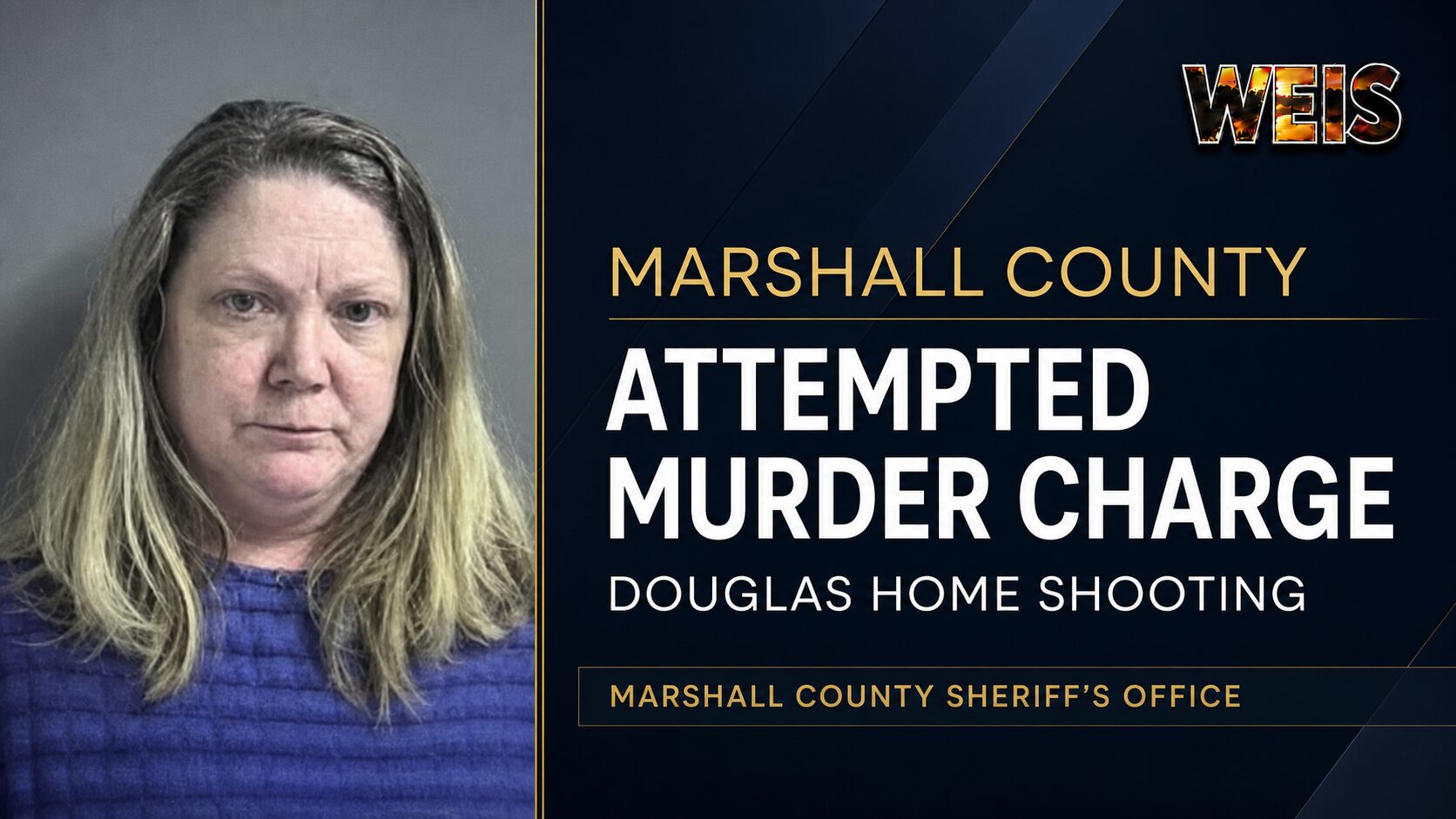 Mugshot of Jamie Leann Chandler beside a newsroom graphic noting an attempted murder charge following a Douglas home shooting.