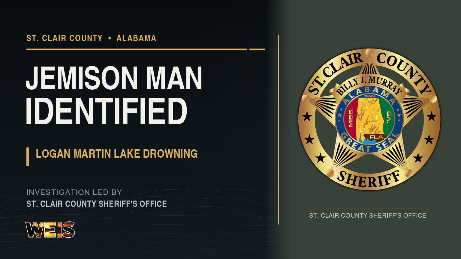 Logan Martin Lake drowning header identifying Jody Stephen Landrum of Jemison as the victim.