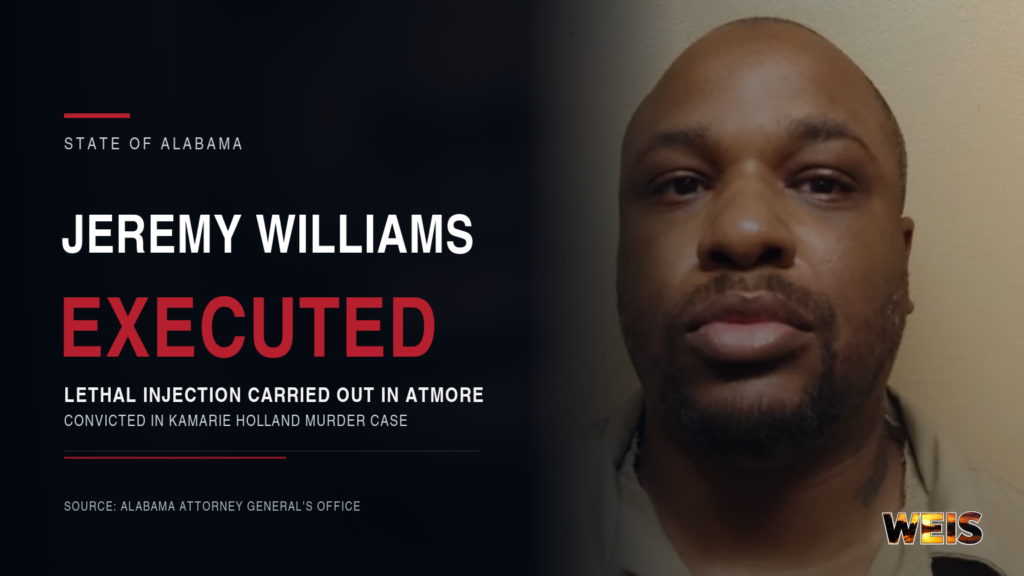 Jeremy Williams execution news header for the Kamarie Holland murder case