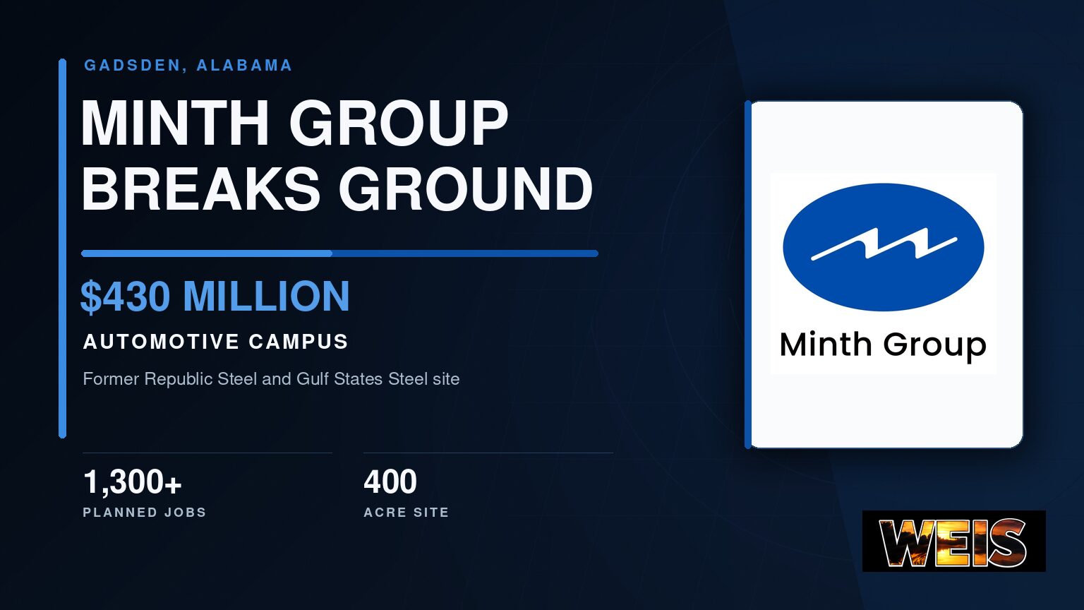 Minth Group Gadsden campus groundbreaking graphic for the $430 million automotive project