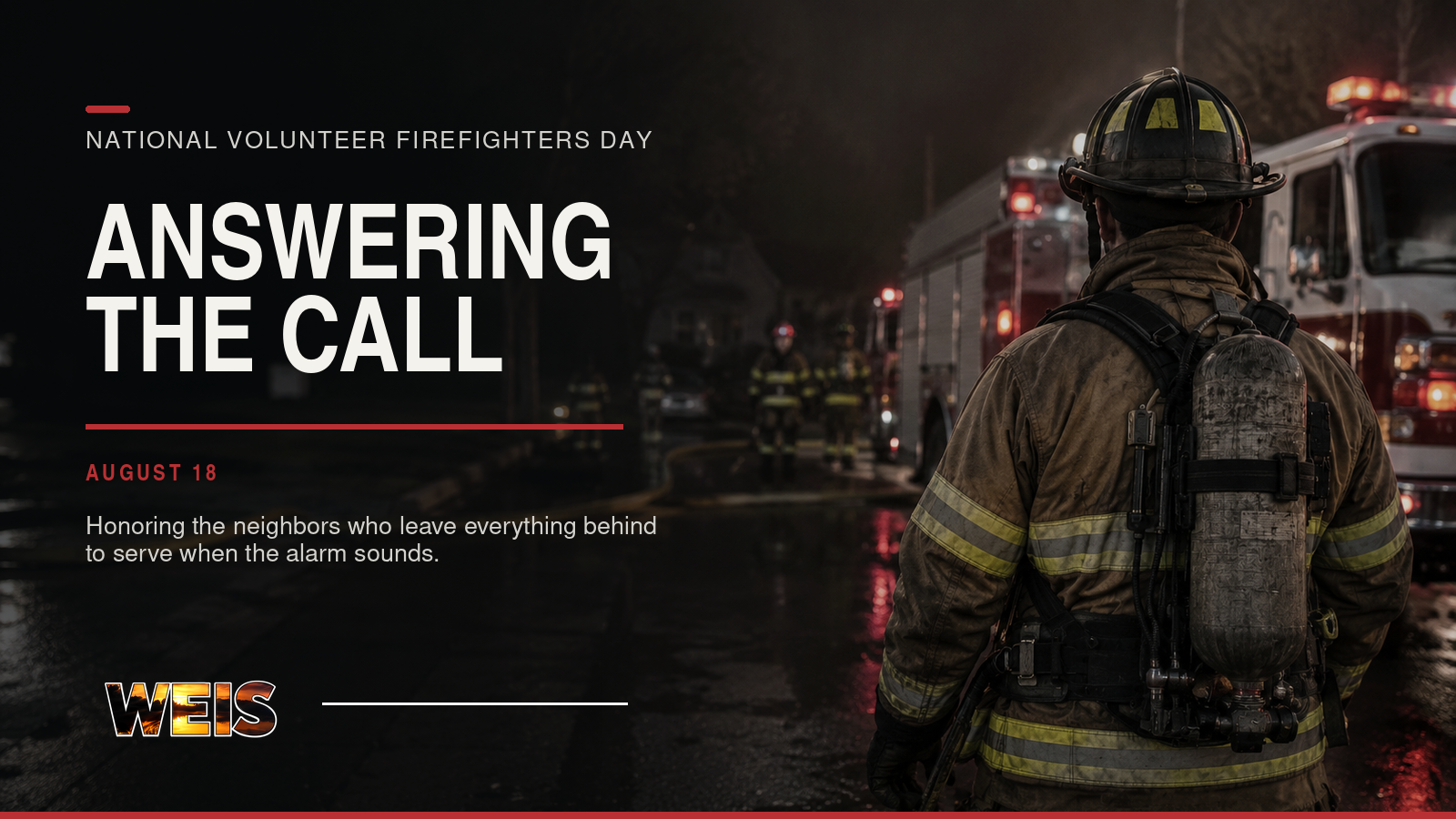 National Volunteer Firefighters Day tribute to a volunteer firefighter answering an emergency call