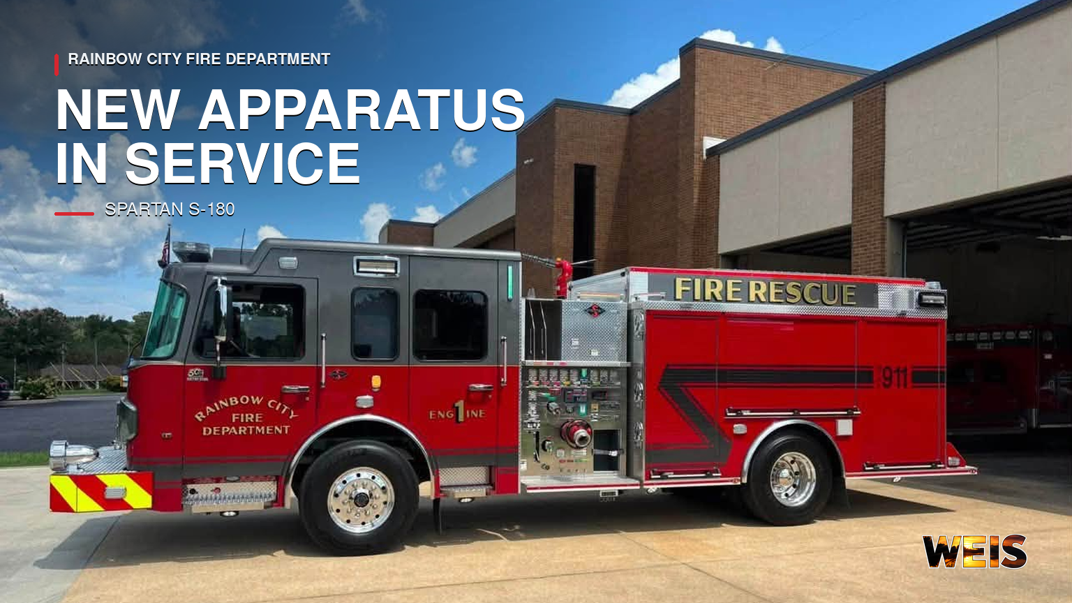 Rainbow City Fire Department Spartan S-180 parked outside the fire station