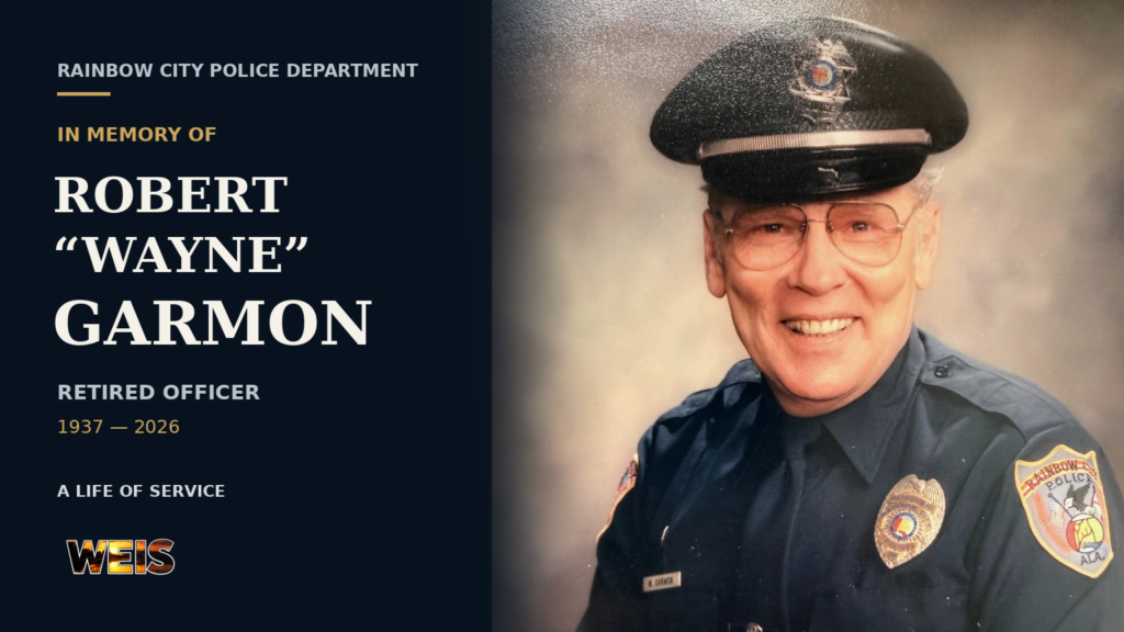 Robert Wayne Garmon memorial honoring the retired Rainbow City police officer and military veteran