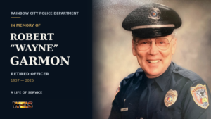 Robert Wayne Garmon memorial honoring the retired Rainbow City police officer and military veteran