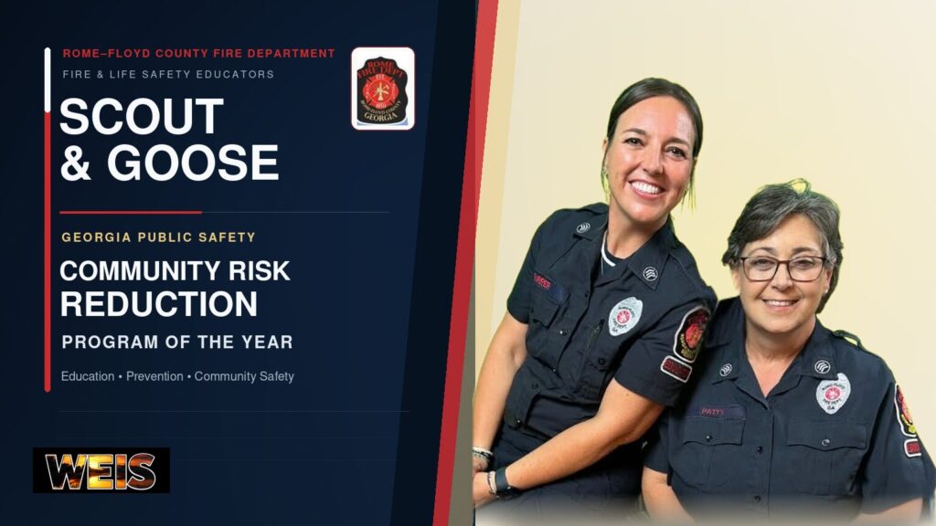 Rome-Floyd County Fire Department educators Scout and Goose receive the Community Risk Reduction Program of the Year award.