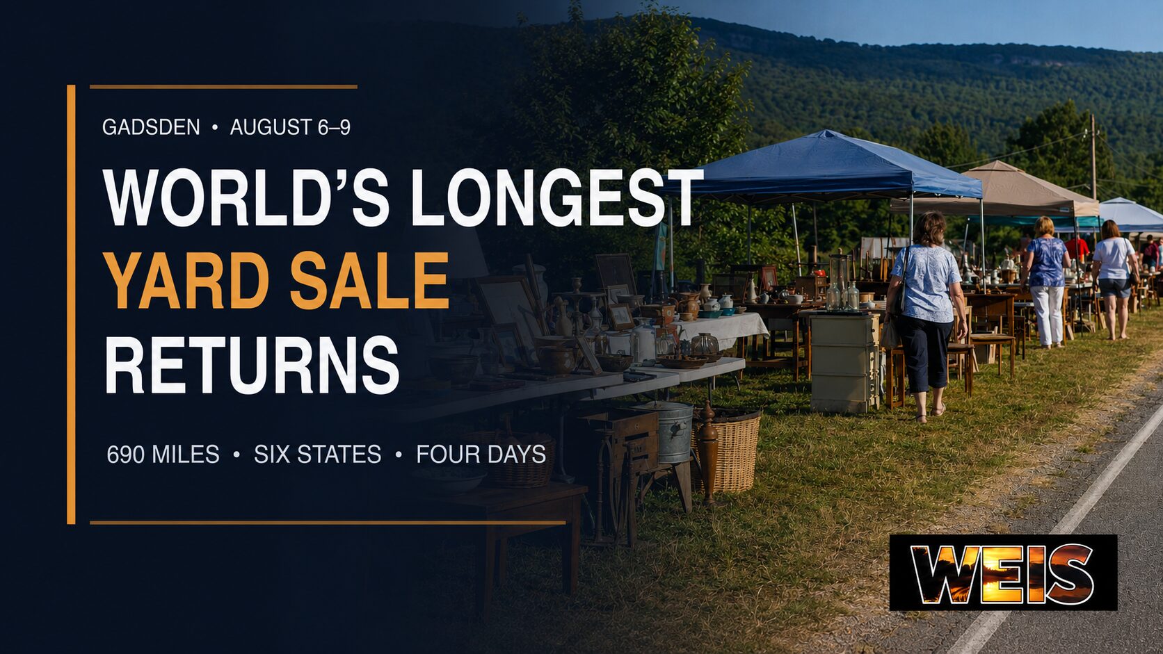 World’s Longest Yard Sale in Gadsden with roadside vendors and secondhand merchandise
