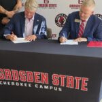 Gadsden State and Centre public safety agreement signing at the Cherokee campus.