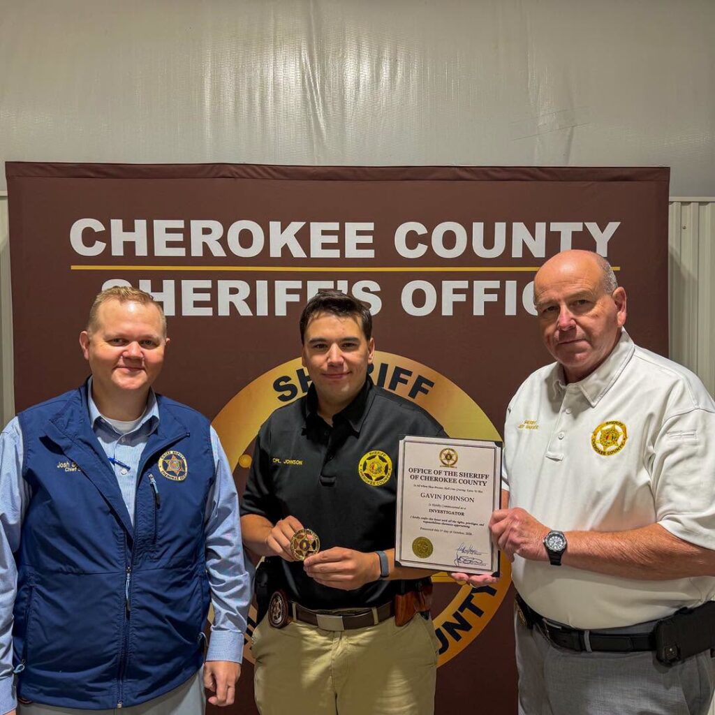 Gavin Johnson promoted to investigator with Cherokee County Sheriff’s Office