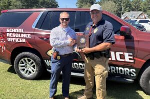 School Resource Officer Mike Prater is recognized for five years of service with the Rainbow City Police Department.