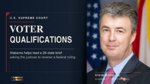 Alabama voter qualifications brief featuring Attorney General Steve Marshall and the U.S. Supreme Court case