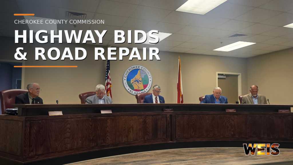 Cherokee County Commission highway bids and County Road 104 repair meeting