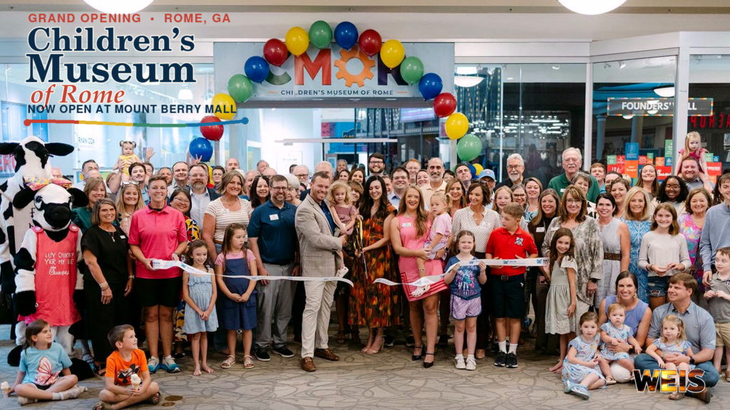 Children’s Museum of Rome grand-opening ribbon cutting at Mount Berry Mall.