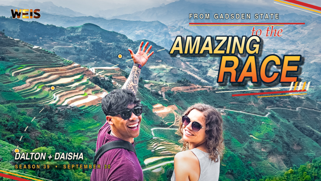 Gadsden State alumnus Dalton Hamby and Daisha Wilks on The Amazing Race