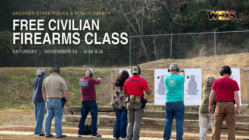 Participants receive live range instruction during Gadsden State’s free Civilian Firearms Class.