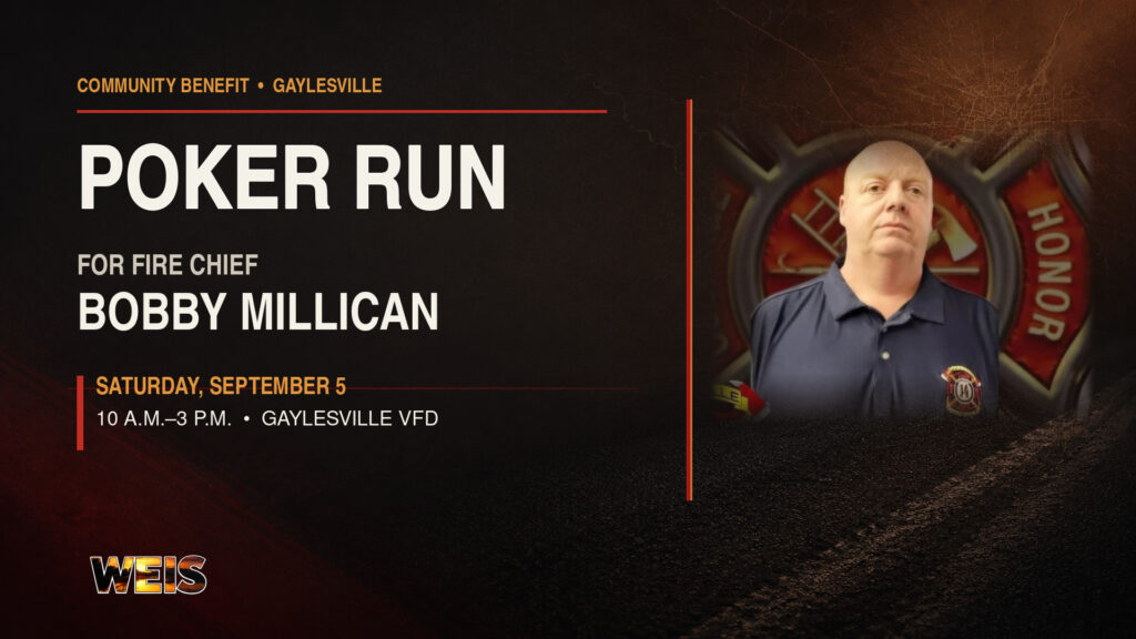 Gaylesville benefit poker run for Fire Chief Bobby Millican on September 5
