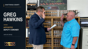 Greg Hawkins Chattooga County deputy coroner swearing-in ceremony