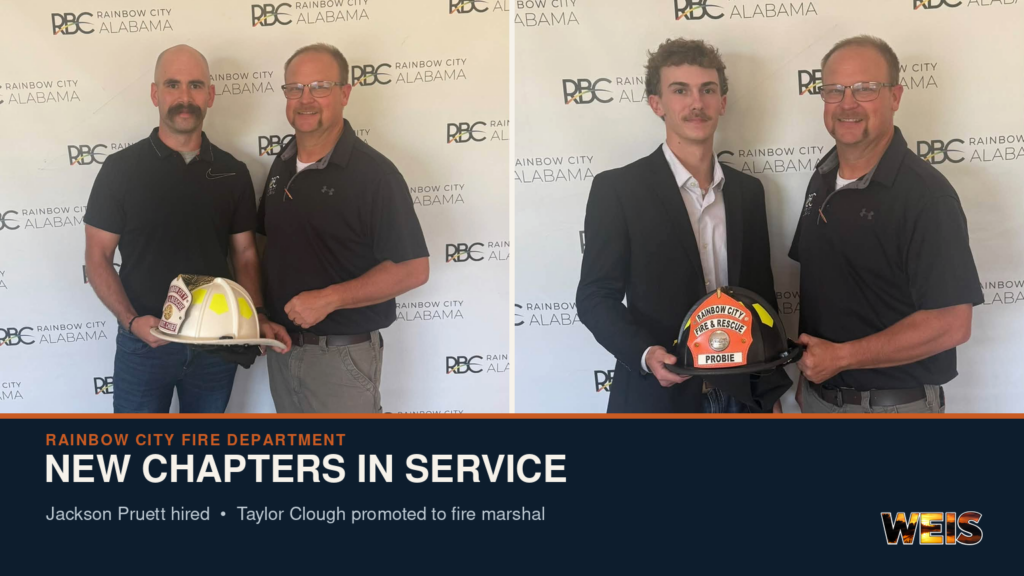 Jackson Pruett and Taylor Clough Rainbow City Fire Department appointments