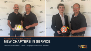 Jackson Pruett and Taylor Clough Rainbow City Fire Department appointments