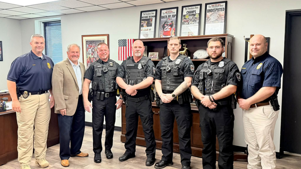Southside Police Department group photo welcoming four new officers