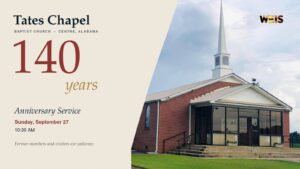 Tates Chapel Baptist Church building ahead of its 140th anniversary celebration in Centre.