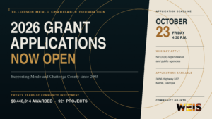 Tillotson Menlo Charitable Foundation 2026 grant applications header featuring the October 23 deadline.