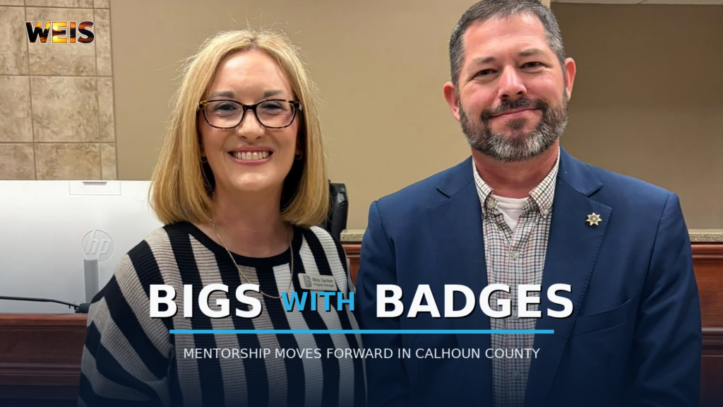 Misty Gardner and Calhoun County Sheriff Falon Hurst meet to discuss the Bigs With Badges mentoring program.