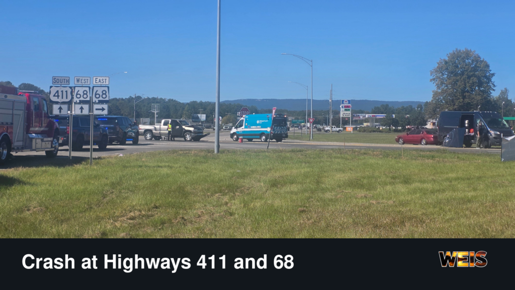 Emergency responders at the Centre crash involving a pickup and van at Highways 411 and 68.