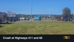 Emergency responders at the Centre crash involving a pickup and van at Highways 411 and 68.