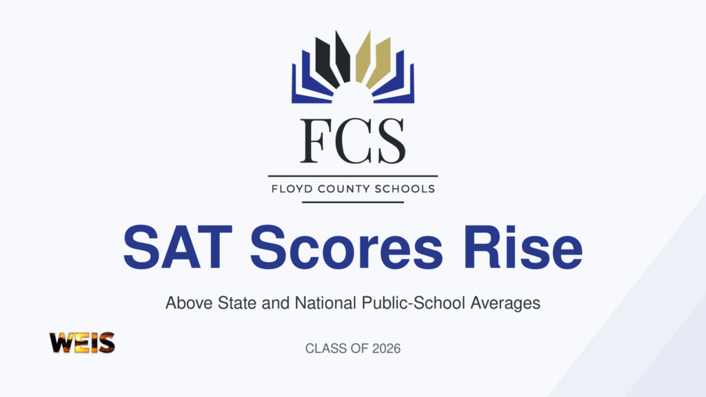 Floyd County SAT scores header with the official Floyd County Schools logo and WEIS branding.