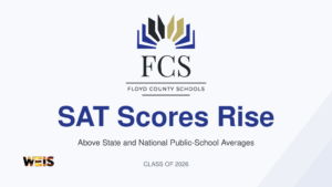Floyd County SAT scores header with the official Floyd County Schools logo and WEIS branding.