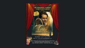 Flyer for a free showing of A Great Awakening at The Tabernacle in Gadsden on October 18 at 3 p.m.