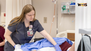 Gadsden State radiology student practices patient care during the college’s annual Mass Casualty Simulation.