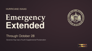 Hurricane Isaias emergency extension header with the authentic Alabama governor’s seal, October 28 date, and WEIS branding.