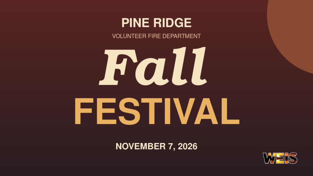 Pine Ridge Fall Festival graphic announcing November 7, 2026, for the Pine Ridge Volunteer Fire Department.